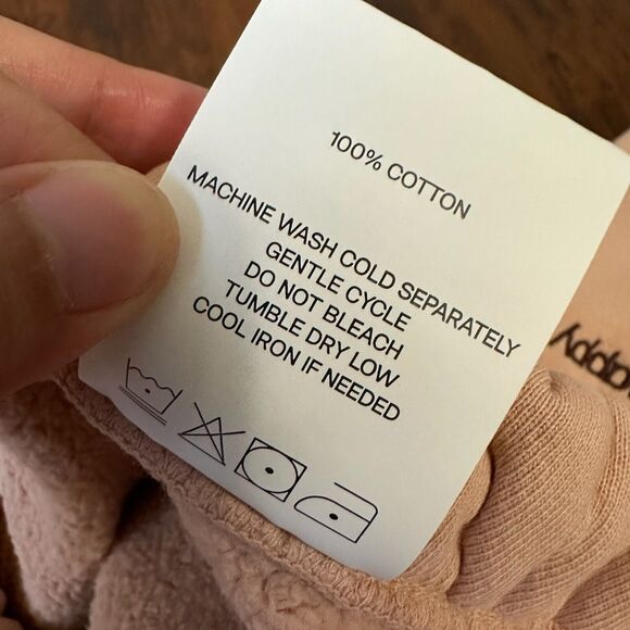 NWOT MADHAPPY Classic Straight Leg Fleece Sweatpants in Peach/Cream - Picture 10 of 13